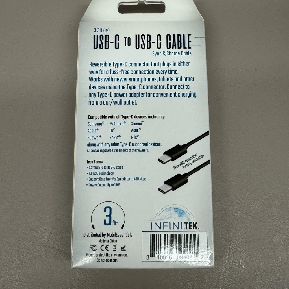 USB-C to USB-C Cable - Black